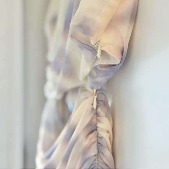 NEW | ZARA MESH PASTEL TIE DYE RUCHED CUT OUT SLEEVELESS MINI DRESS - Picture 7 of 9